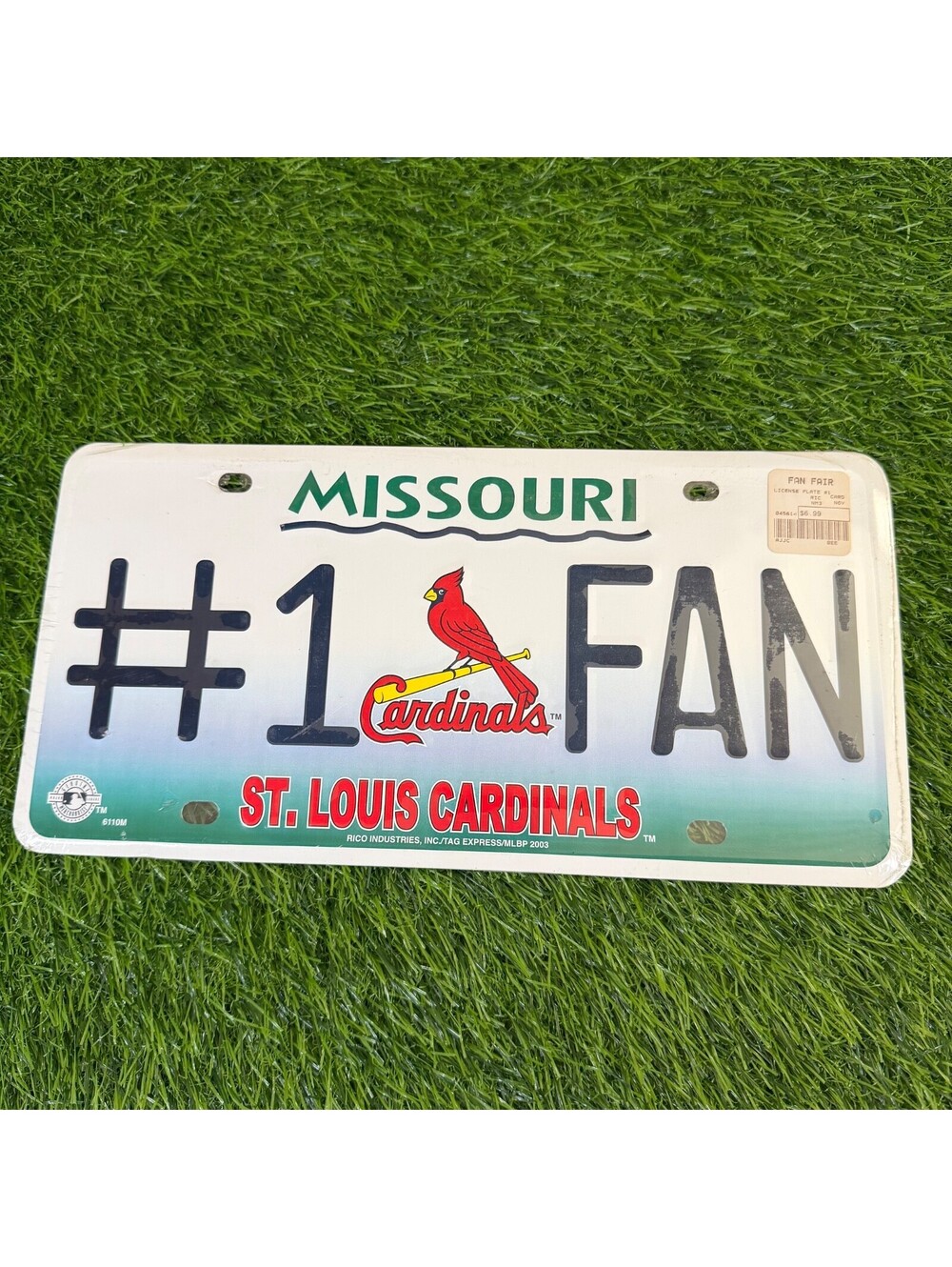 2003 St Louis Cardinals Missouri #1 Fan License Plate MLB Baseball Vintage NOS